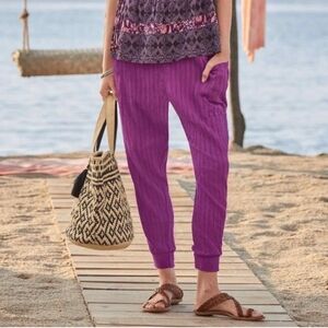 NWT Sundance Barbada jogger pants purple stripe crepe slouchy size XS